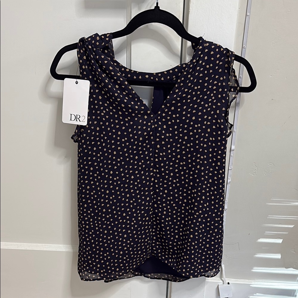 DR2 Blue Sleeveless Wrap Blouse